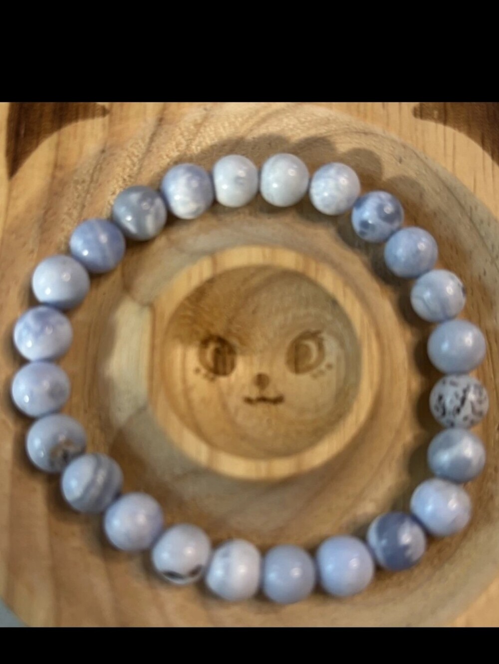 Natural Blue Lace Agate Light Blue Beaded Stretch Bracelet - 8mm